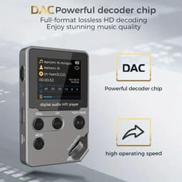 MP3-Speler - HiFi Muziekspeler - Bluetooth 5.0 MP3 Speler - Lossless Audio - Digitale Muziekspeler Met Scherm - 8GB Intern Geheugen + 64GB Uitbreidbaar - High Resolution Geluid - DAC - USB-C - Draagbaar - Audio Speler — thumbnail 3