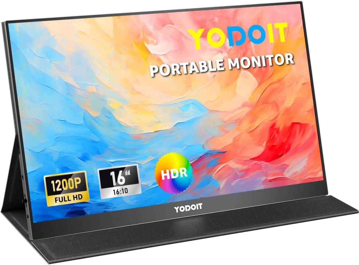 16" - Portable Monitor - Laptopscherm: draagbare monitor 16" 1920×1200 FHD-monitor met IPS-scherm, USB Type-C-poort en ingebouwde luidsprekers, inclusief Smart Cover. Compatibel met pc, laptop, MacBook en Xbox [Energieklasse A]. — afbeelding 1
