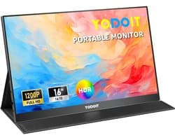 16" - Portable Monitor - Laptopscherm: draagbare monitor 16" 1920×1200 FHD-monitor met IPS-scherm, USB Type-C-poort en ingebouwde luidsprekers, inclusief Smart Cover. Compatibel met pc, laptop, MacBook en Xbox [Energieklasse A].