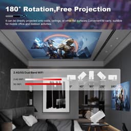 Namajunas - Beamer - Smart 1080P Full HD Projector - Mini Beamer - FULL HD (4K-Ondersteuning) - 3000 lumen - WiFi & Bluetooth - Ingebouwde Speakers - Draagbare Beamer Thuisbioscoop - Voor iOS en Android - Autofocus — thumbnail 3