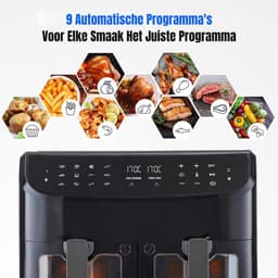 MMP® Dubbele Airfryer - Heteluchtfriteuse - Duo Airfryer - 8,7 L - 41x40x33cm - Zwart — thumbnail 10
