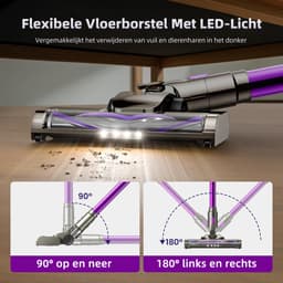 Gloovon® - Steelstofzuiger Draadloos - Stofzuiger Zonder Zak - 45 min Gebruikstijd - 120W - LED verlichting - Geschikt voor Dierenharen- Krachtig — thumbnail 3