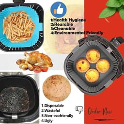 2 Stuks Silicone Air Fryer Liner - 6,5 Inch Herbruikbare Silicone Mand voor Airfryer - Hittebestendig en Antiaanbak — thumbnail 2