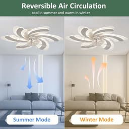 Stille Plafondventilator met Dimbare LED Verlichting - Laag Profiel Wit Bloem Design — thumbnail 5
