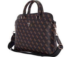 Guess 15 Inch PU Leather Laptop and Tablet Bag - New 4G - Zwart