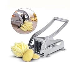 Frietsnijder van roestvrij staal - Groentesnijder (wortel en komkommer) en aardappelsnijder - Antislip zuignapvoet - Geschikt voor airfryers - Ideaal voor gebruik in de keuken