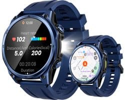 DOOGEE Anywise W1 Pro -Militair smartwatch-AI spraakbesturing-5ATM-Dual band GPS-Offline kaarten-170 sportmodi-1,43 inch AMOLED-Fitnesstracker-Bellen en gebeld worden-18 dagen extra lange batterijduur-Zaklamp-Geschikt voor Android en iPhone
