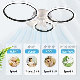 Moderne Plafondventilator met Licht en Afstandsbediening - Dimbare LED Ventilatorlamp 72W, 6 Snelheden, Wit — thumbnail 1