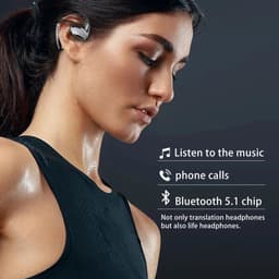 M8 vertaaloortjes, draadloze Bluetooth-vertaler, ondersteunt 144 talen | Directe vertaling | Slimme taalvertaler, zwart — thumbnail 5