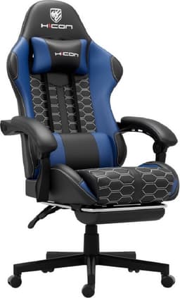 HICON® Gamestoel – Gamestoel met voetsteun - Gamestoel voor PC & Console – Verstelbaar | Lambeth - Blauw — thumbnail 3