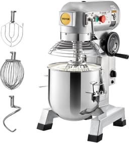 VEVOR Keukenmachine, Commerciële Kneedmachine met 15qt Rvs Kom, 850w Zware Elektrische Keukenrobot met 3 Snelheden 113/184/341rpm, Deeghaak Klopklopper Inbegrepen, Staande Mixer voor Bakkerij Pizzeria — thumbnail 1