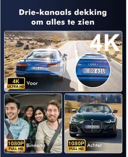 Quvo® Dashcam Voor en Achter - Dashcamera - Parkeermonitor - Nachtzicht - Zwart - 6cm x 12cm x 7cm — thumbnail 4