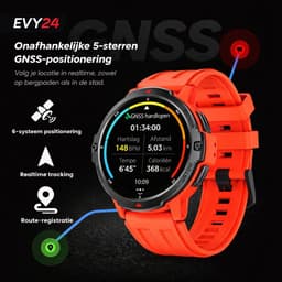 Evy24 Smartwatch GPS 48mm - Sporthorloge Heren en Dames - Belfunctie - Waterdicht - Hartslagmeter - Stappenteller - 2 Bandjes - iOS en Android - Zwart — thumbnail 10