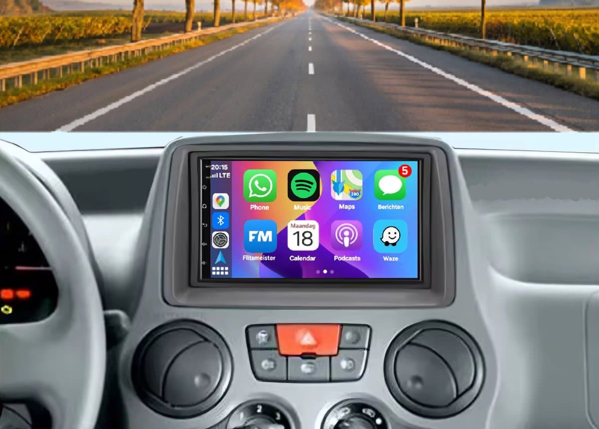 Autoradio 4/64 met wireless Carplay en Android auto | Geschikt voor Fiat Panda 2003-2012 | Radio scherm met Navigatie | 2003 2004 2005 2006 2007 2008 2009 2010 2011 2012 | 169 | Met screencleaner — afbeelding 1