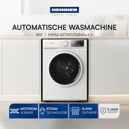 Heinner HWM-M714IVSMNA+++ Smalle Wasmachine 7 kg – 15 Programma’s Met Stoomfunctie – 1400 tpm – Energieklasse A – LED Display – Wit – 5 Jaar Garantie — thumbnail 5