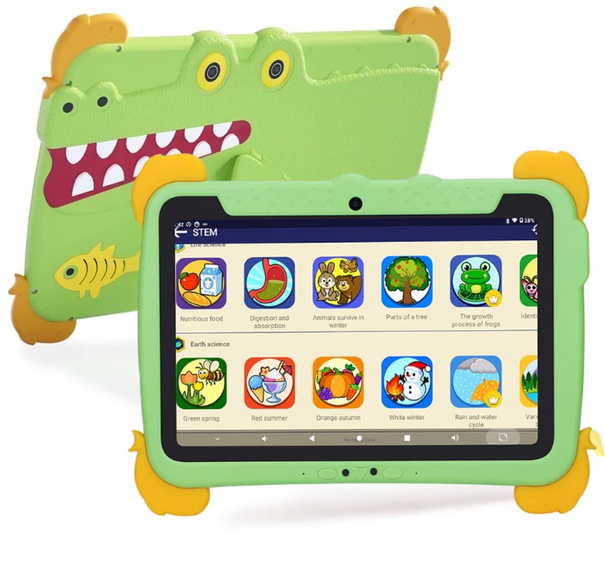 C Idea KinderTablet 10 Inch - KinderTablet - Groen - Android 15.0 - 64GB - 4GB RAM - 10000 mAh Batterij - Quad Core Processor - Met Smart Watch - Met Touchscreen Pen - Met Leuke Accessoires — afbeelding 1