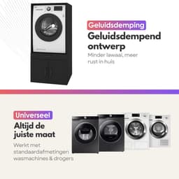Wasmachinekast Enkel 67x145x67cm | Ruimtebesparend & Super Stevig | Met Uitschuiflade | Voor Wasmachine of Droger | Zwart Eiken — thumbnail 4