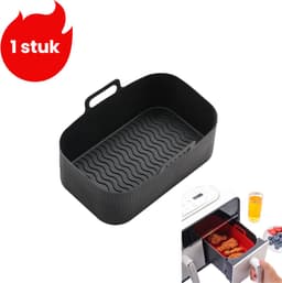 1 stuk - Opvouwbare siliconen bakvorm - Rechthoekige siliconen bakvorm voor airfryer - Zwart — thumbnail 1