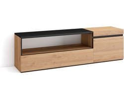Moderne TV-Meubel Lowboard 150x45x35cm voor TV's tot 65 inch - Eiken/Zwart