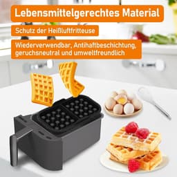 2 stuks wafelinzetstukken - geschikt voor Philips Airfryer 3000-serie (6L/3L) & Tefal EY9018 Airfryer - grijs — thumbnail 3