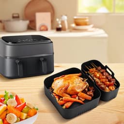 4 stuks Air Fryer Accessories - geschikt voor Philips Airfryer Dual Basket 3000 Series NA350 - Includes Waffle Mold Accessories en Bakplaat - grijs — thumbnail 9