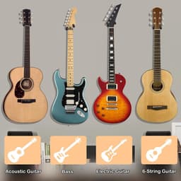 Gitaar muurbevestiging - 4 stuks wandhangers - draaibare zachte haak - hout - U-vormige houder - akoestische gitaar bas - eenvoudig te monteren gitaar muurbeugel — thumbnail 5