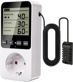 Digitale Temperatuur en Vochtigheidsregelaar met Timer en Alarm - Stopcontact Thermostaat Hygrostaat — thumbnail 1