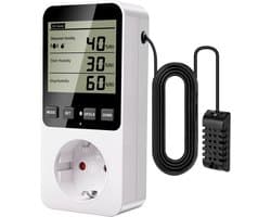 Digitale Temperatuur en Vochtigheidsregelaar met Timer en Alarm - Stopcontact Thermostaat Hygrostaat