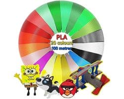 1.75mm PLA Filament Set - 20 Kleuren, Totaal 100 Meter voor 3D Pen
