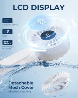 Draagbare Handventilator met Lange Batterijduur en Stil Geluid - 6-Snelheden Verstelbaar — thumbnail 3