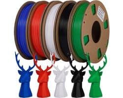 1.75 mm PLA Filament voor 3D Printers - Zwart, Wit, Rood, Donkerblauw, Donkergroen - 1.25 kg