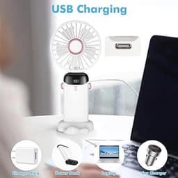 Draagbare Oplaadbare Mini-Ventilator met 5 Snelheden - USB Tafelventilator voor Thuis en Reizen — thumbnail 2