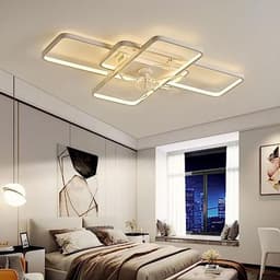 Moderne Plafondventilator met LED Verlichting en Afstandsbediening voor Woonkamer en Slaapkamer - Dimbaar 80W Wit 103CM — thumbnail 1