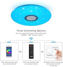 Bluetooth Plafondlamp 54W Ø 50CM met Luidspreker, Afstandsbediening en App-Bediening - Dimbaar, RGB Kleurverandering, Sterrenhemel Lamp met Witte Ruis — thumbnail 3