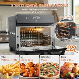 XXL Heteluchtfriteuse - 22L met 2 Kamers en Led-Touchscreen — thumbnail 2