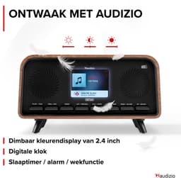 DAB radio - Audizio Desio - Retro radio - DAB, DAB+ en FM - Radio met Bluetooth - Houtlook donker — thumbnail 5