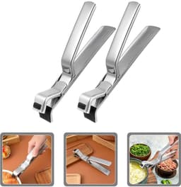 2 stuk - Komklem - Anti-verbrandings klem - RVS bordklem - Multifunctionele keukentang - Klemmen voor hete platen - Keukengereedschap - Antislipontwerp - Bakplaat Klem - Geschikt voor Airfryer, stoompan, pan en kom, oven - 18,5*3*8cm - zilver — thumbnail 1