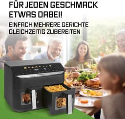 GOURMETmaxx AirGenius heteluchtfriteuse 9L met 2x4,5L kamers en 8 programma’s – geschikt voor 8 personen – touchscreen bediening — thumbnail 6