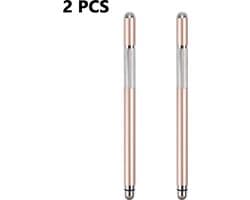 Universele 2-in-1 stylus Geschikt voor touchscreens met verwisselbare microvezelpunten, Geschikt voor telefoons en tablets (roségoud).
