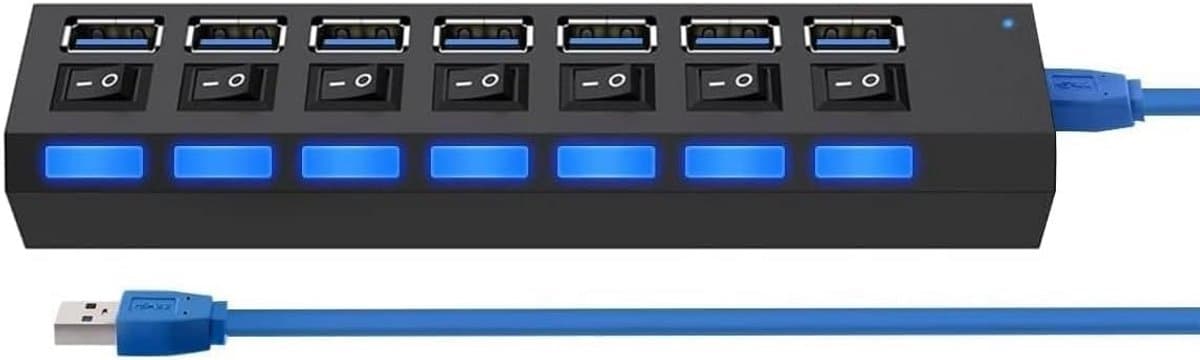7-Poorts USB 3.0 Hub met 1 TB Externe Opslag — afbeelding 1
