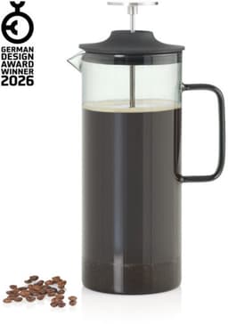 AdHoc Cafetière Impact - French Press - 1 Liter - Hittebestendig Borosilicaatglas - RVS Filter - Grijs — thumbnail 2