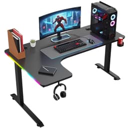 Avalo Gaming Bureau - 160x100x75 CM - L Vormig Hoekbureau - Game Desk Met LED Verlichting - Tafel - Zwart — thumbnail 1