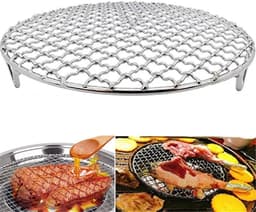 Braadrooster - BBQ Grill - Grill Net - RVS Stoomrek - Ronde Grill - Kookspullen - Kookspullen - Grillaccessoires - Koken Buiten - Buiten - Kamperen - Picknick - Diameter 15cm - Zilver — thumbnail 3