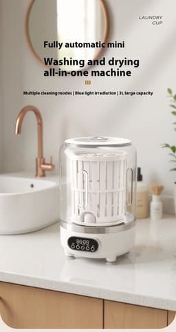 Deze multifunctionele, draagbare, oplaadbare mini-wasmachine heeft een centrifugeerfunctie en is Geschikt voor het wassen van babykleding, ondergoed en sokken. Hij wordt ook geleverd met een snoerloze wasbeker. — thumbnail 2