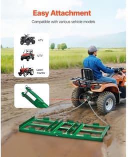 Weide-eg - Getrokken sleepeg - Compatibel met ATV/UTV, tractor en grasmaaier - Afmetingen 122 x 50 x 10 cm - Verstelbare stangen - Ketting 183 cm - Gazon en weide egaliseren — thumbnail 2