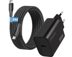 Phreeze usb C oplader 25w - Usb c naar usb c kabel 3 meter - Super fast charger voor smartphone tablet en laptop