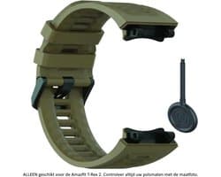 Leger Groen Siliconen Bandje geschikt voor de Xiaomi Huami Amazfit T-Rex 2 & T-Rex 3 – Maat: zie maatfoto – Niet voor de 1e generatie T-Rex – army green rubber smartwatch strap - band - legergroen
