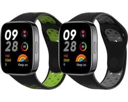 kwmobile horlogebandje geschikt voor Xiaomi Redmi Watch 3 Active polsband - Smartwatch bandje van TPU - Activity tracker horloge band in zwart / grijs / zwart / groen