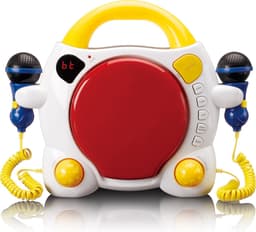 Lenco Karaokeset voor Kinderen – Draagbare CD-speler met Microfoons – Stickerblad om zelf te versieren — thumbnail 4