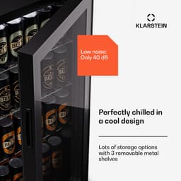 Klarstein koelkast met glazen deur, stille roestvrijstaal koelkast, indoor/outdoor drankenkoelkast, smalle wijnkoelkast voor dranken, 74L koelkast met uitneembare schappen, 3-18°C - 45 cm - Touch - RVS - Wijnklimaatkast - Wijnkast — thumbnail 4